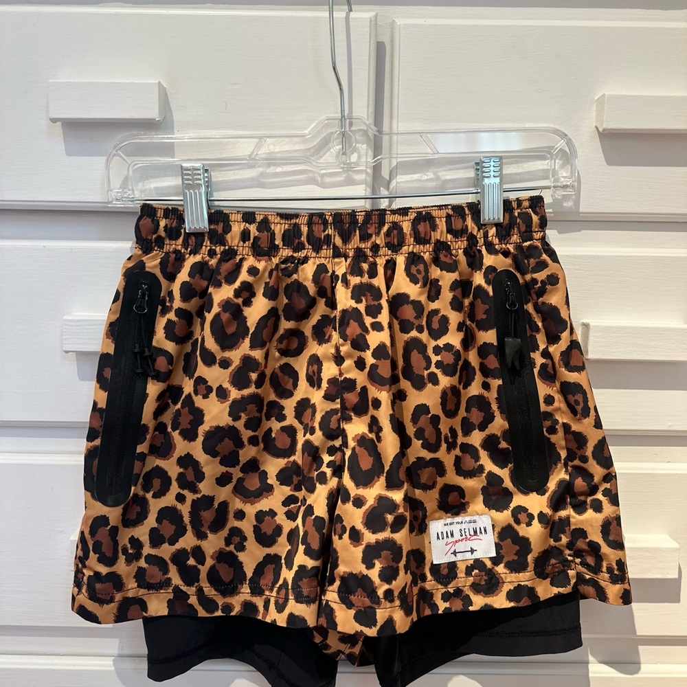 Leopard Print Athletic Shorts with Inner Liner